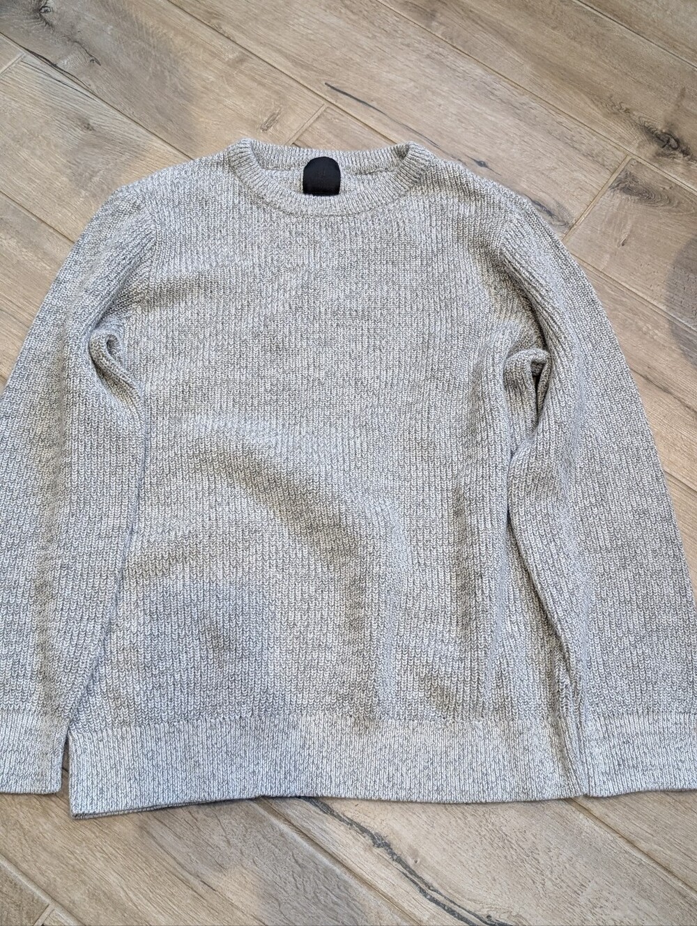 H&M Men's Marled Light Gray Ribbed Crewneck Knit Sweater